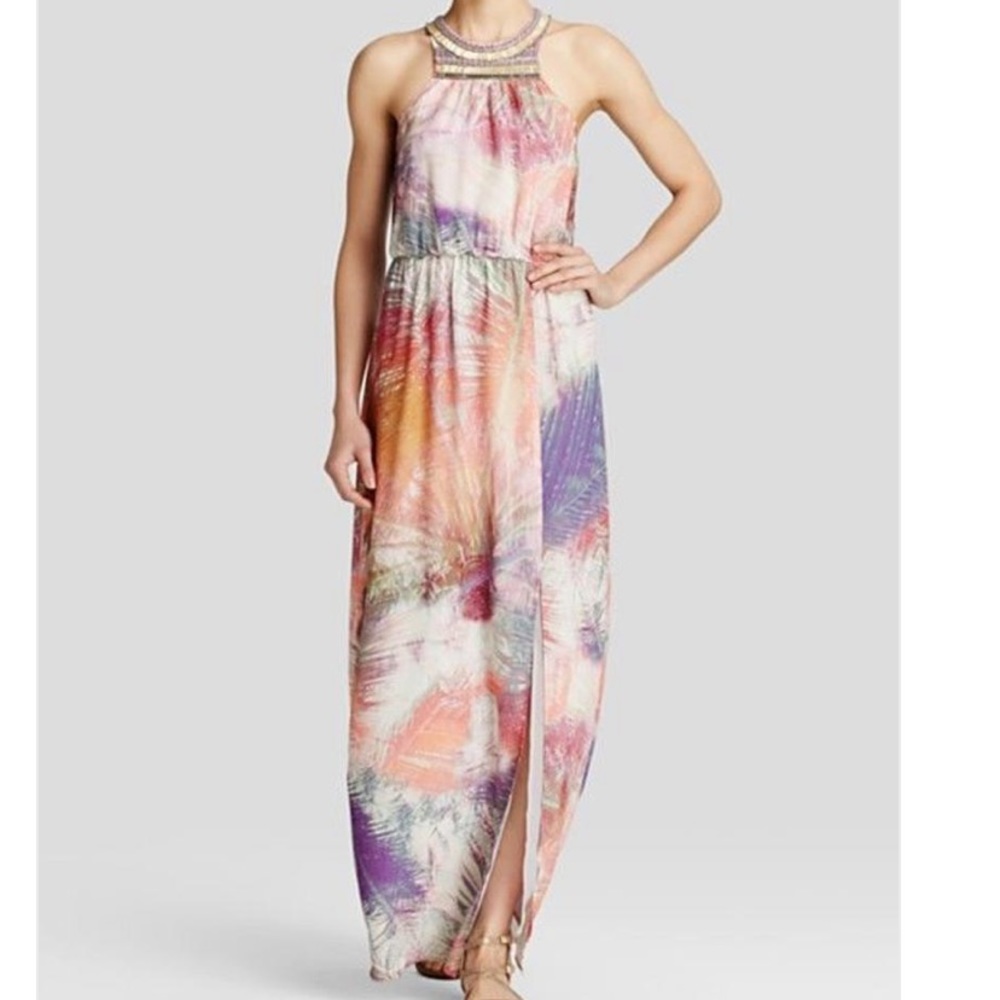 Charlie Jade palm tree Georgette embellished dress